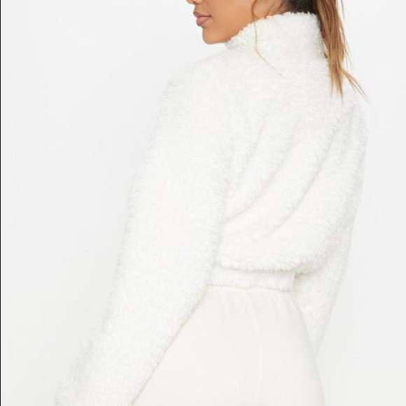 Cream Borg Oversized Crop Sweater - Picture 2 of 4